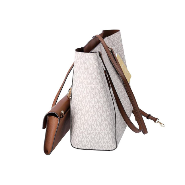 Michael Kors Large Leather 3in1 Tote Crossbody Handbag-Vanilla