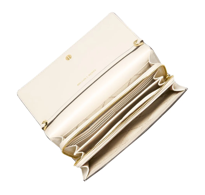 Michael Kors Jet Set Large Leather Crossbody Bag Light Cream