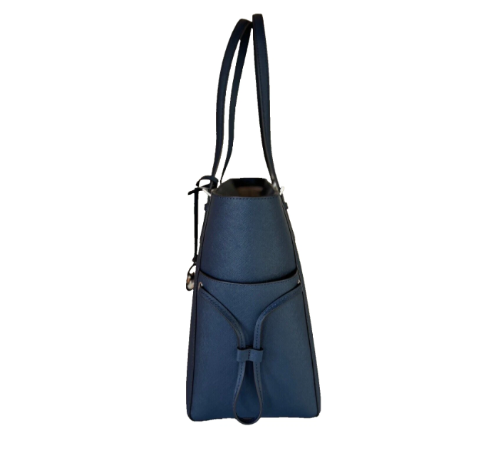 Michael Kors Gilly Large Leather Tote Shoulder Bag-Navy