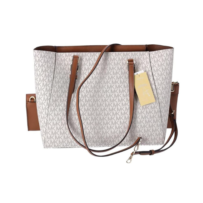 Michael Kors Large Leather 3in1 Tote Crossbody Handbag-Vanilla