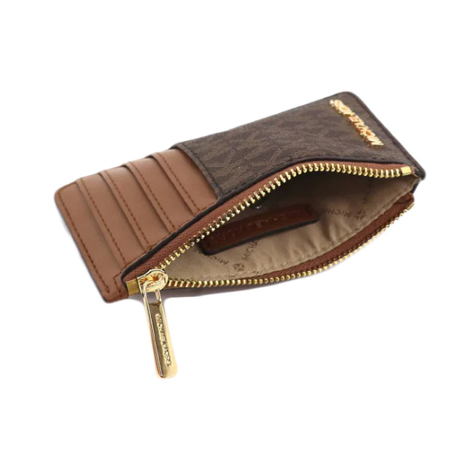 Michael Kors Jet Set Travel Top Zip Card Case /Wallet Brown