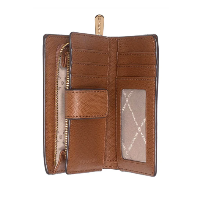 Michael Kors Medium Leather Bifold Zip Wallet-Vanilla
