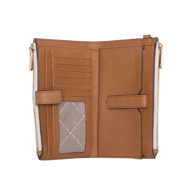 Michael Kors Signature Jet Set Double Zip Wallet Wristlet-Vanilla