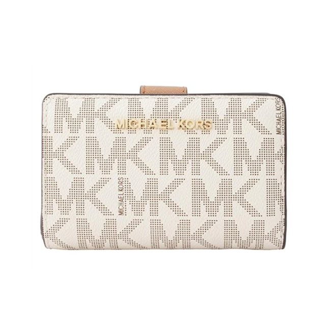 Michael Kors Medium Leather Bifold Zip Wallet-Vanilla