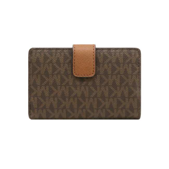 Michael Kors Jet Set Travel Medium Bifold Zip Coin Wallet-Brown