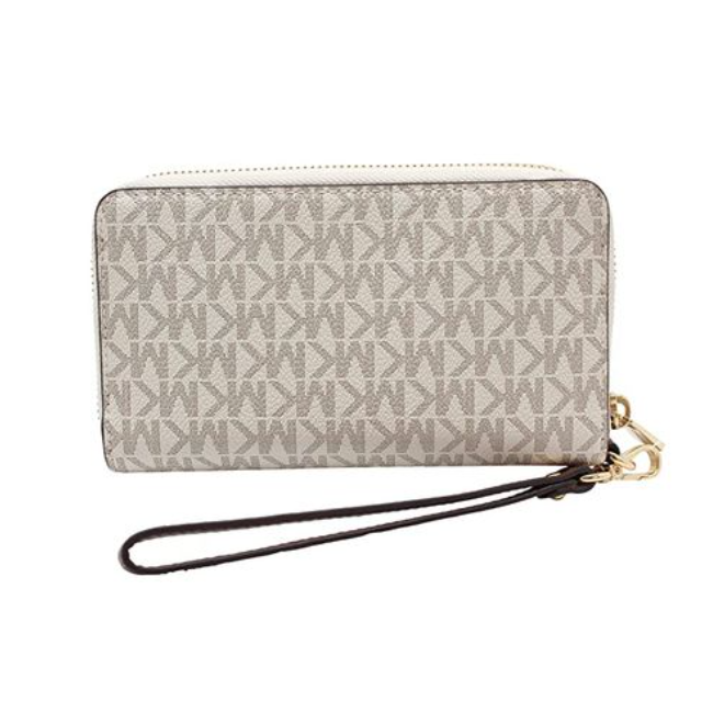 Michael Kors Jet Set Travel Large Flat Wristlet (Vanilla/Dark Acorn)