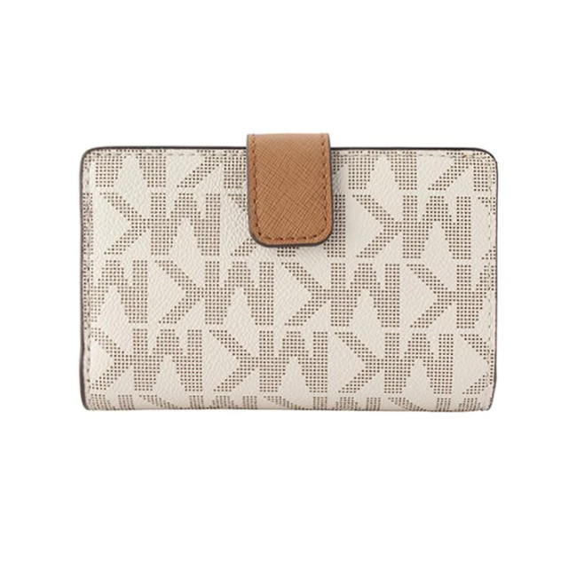 Michael Kors Medium Leather Bifold Zip Wallet-Vanilla