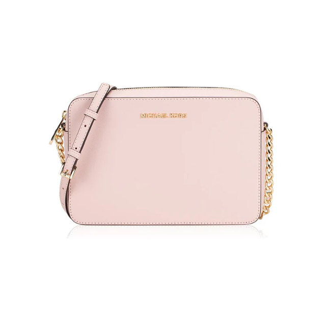 Michael Kors Jet Set Leather Crossbody Powder Blush Pink
