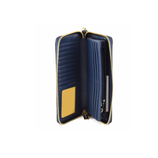 Michael Kors Continental Long Zip Around Wristlet Wallet-Navy