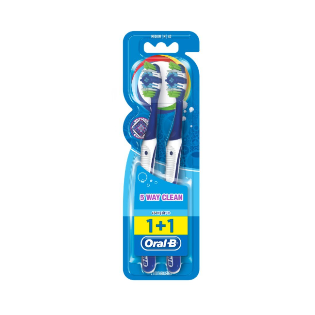 Oral-B 5 Way Clean Complete 2Pc Pack ToothBrush - Medium