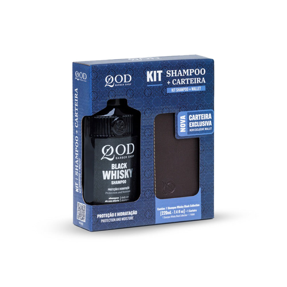 QOD Barber Shop Black Whisky Shampoo+Carteira Kit