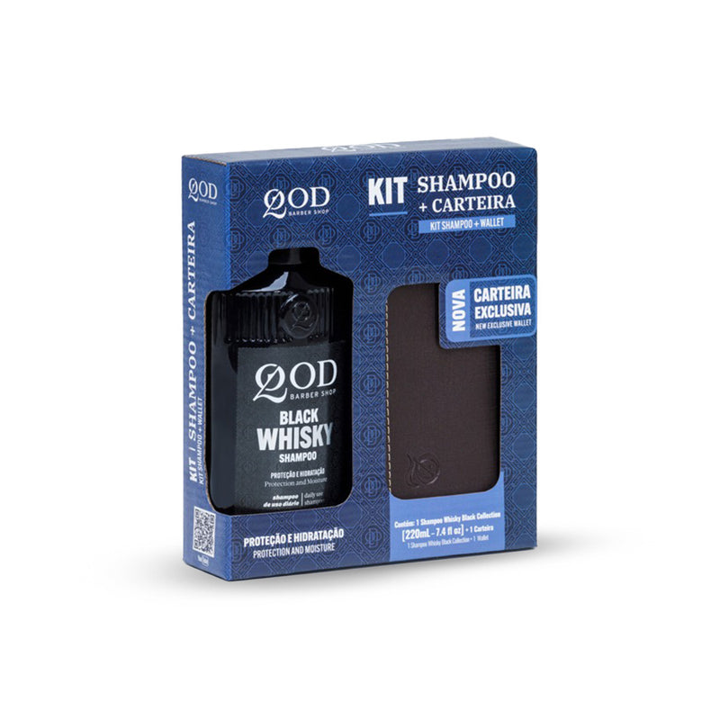 QOD Barber Shop Black Whisky Shampoo+Carteira Kit