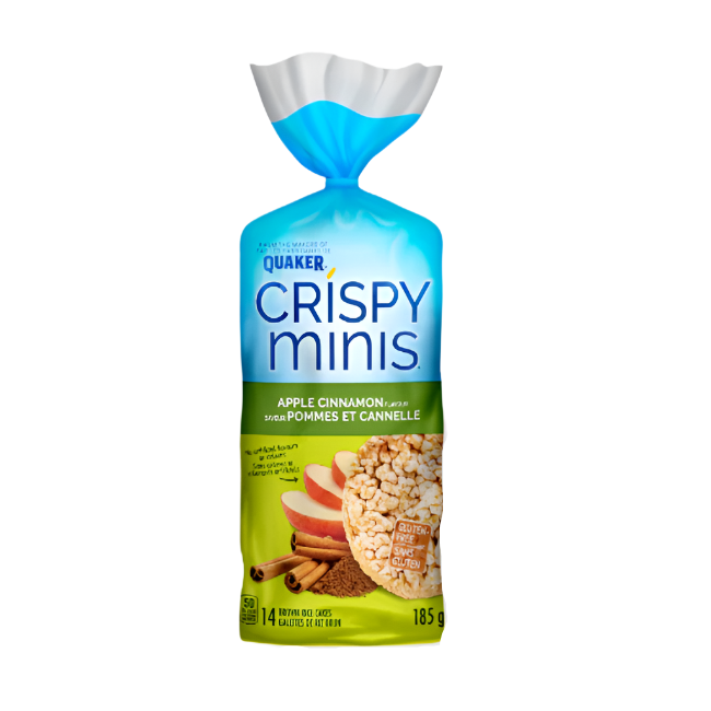 Quaker Crispy Minis Apple and Cinnamon Flavoured Brown Rice Cakes 185g