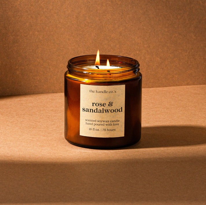 The Kandle Co.'s Rose & Sandalwood Scented Candle - Shams Shopping Centre The Kendle Co  