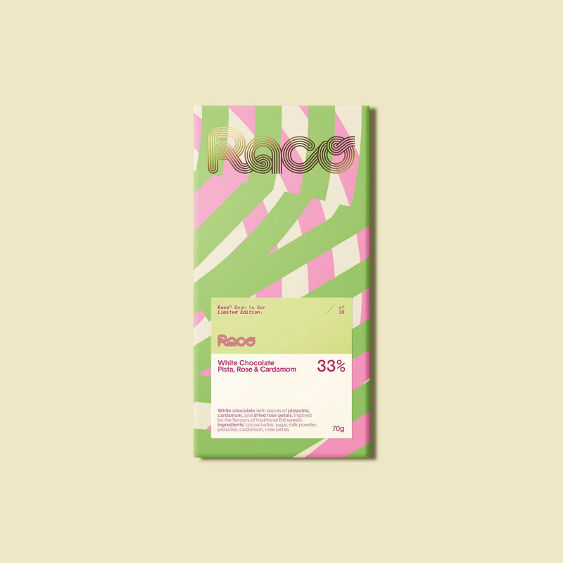 Raco 33% White Chocolate Pista & Cardamom 70g