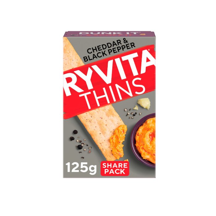 Ryvita Thins Cheddar & Cracked Black Pepper Flatbreads 125g