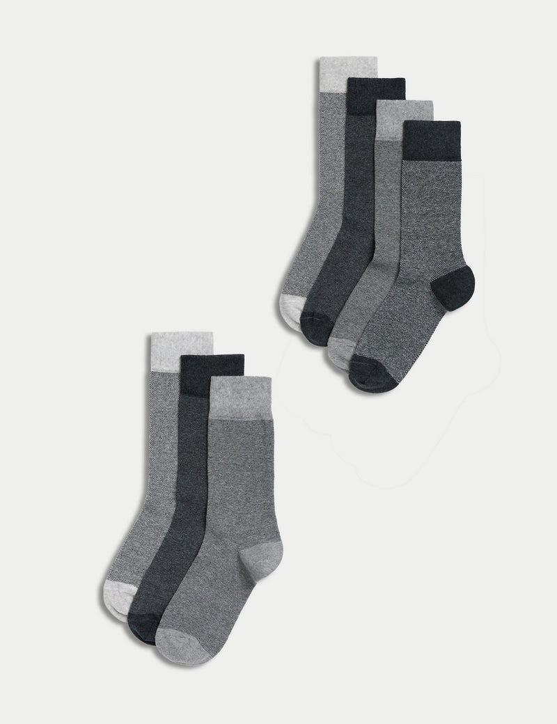 M&S 7 Pcs Cool&Fresh Socks Grey Mix Size ( 6-8.5)