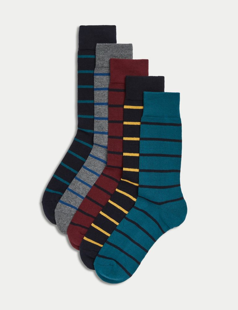 M&S Cool & Fresh Striped Cotton Rich Socks (6-8.50)