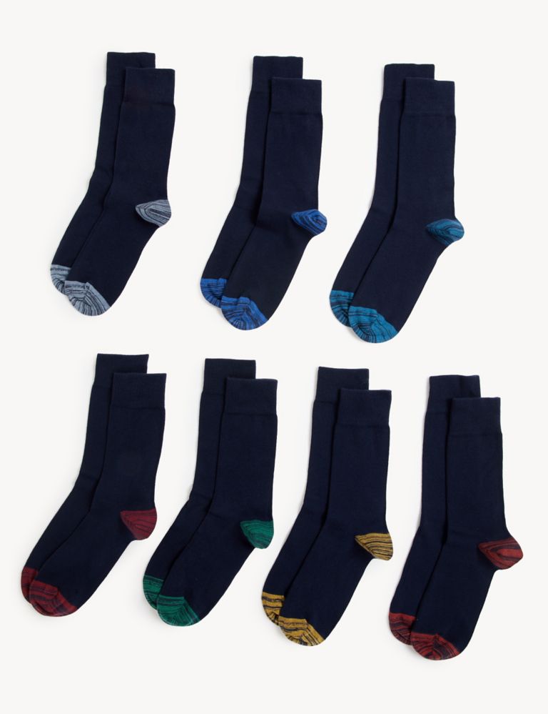 M&S Cool Fresh Assorted Socks Navy Mix Size (9-12)