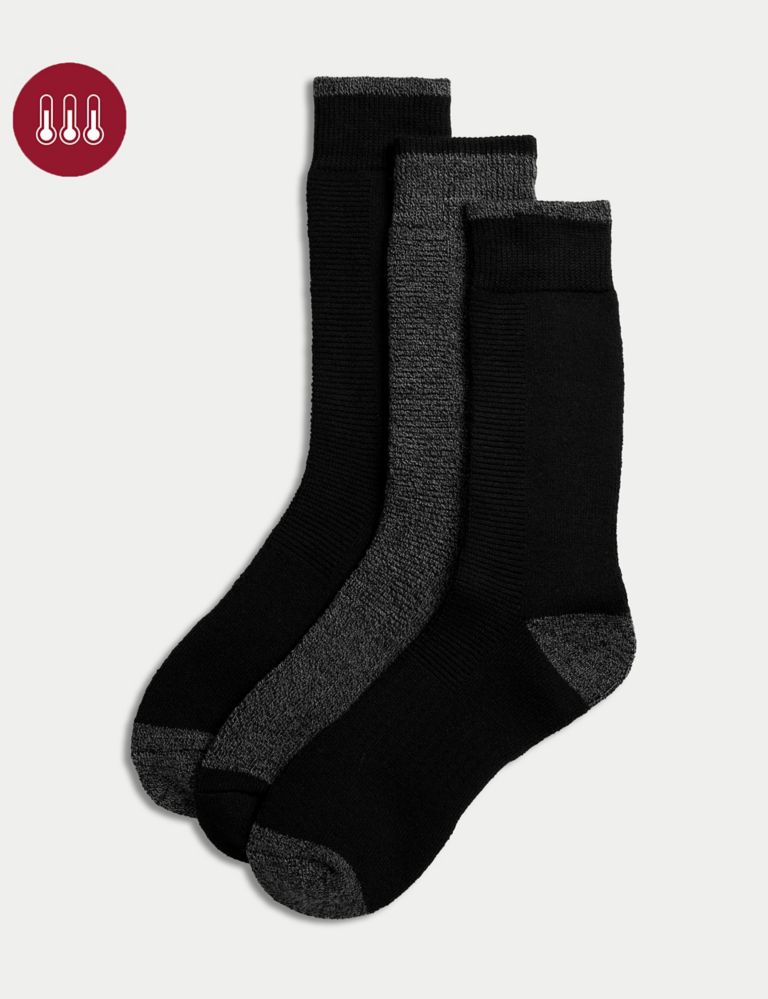 M&S 3 Pcs Heatgen Max Warmth Thermal Socks Black Size (6-8.5)