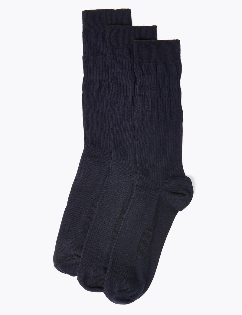 M&S Gentle Grip Non Elastic Black (6-8 1/2) 3p Socks