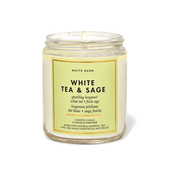 BBW White Tea & Sage Luminary 1 Wick Candle 198g - Shams Shopping Centre Bath & Body Works  