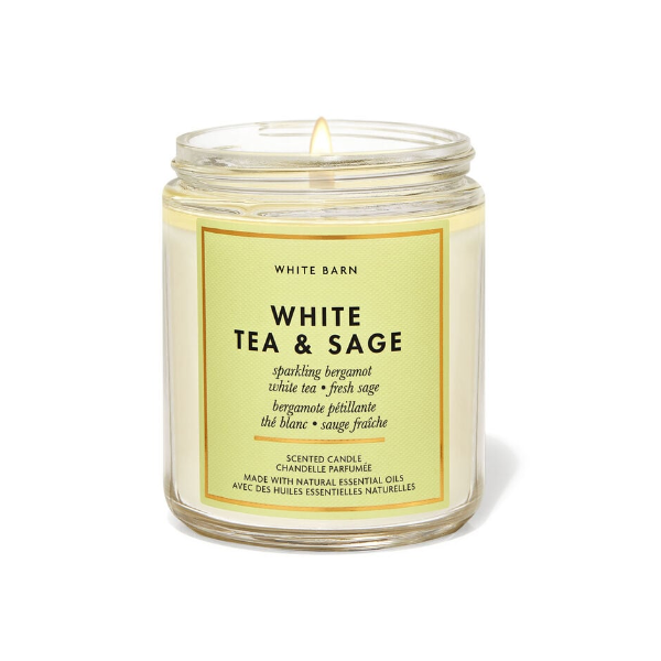 BBW White Tea & Sage Luminary 1 Wick Candle 198g
