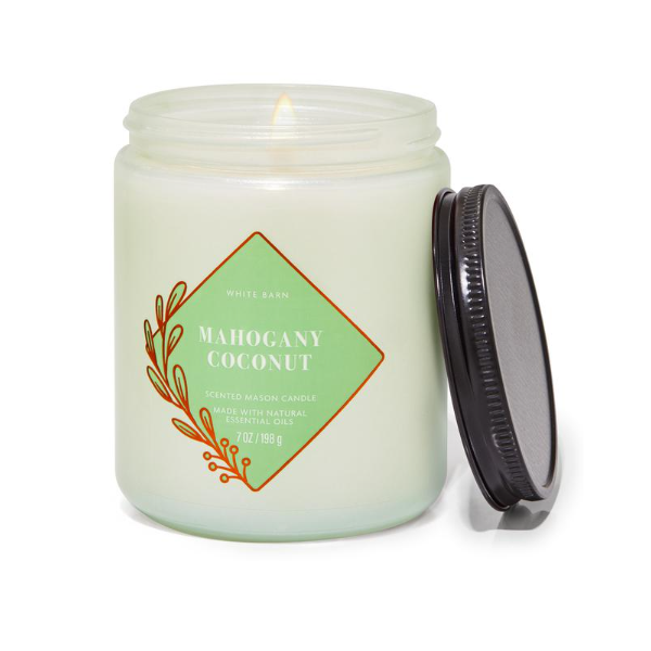 BBW White Barn Mahogany Coconut 1 Wick Candle 198g - Shams Shopping Centre Bath & Body Works  