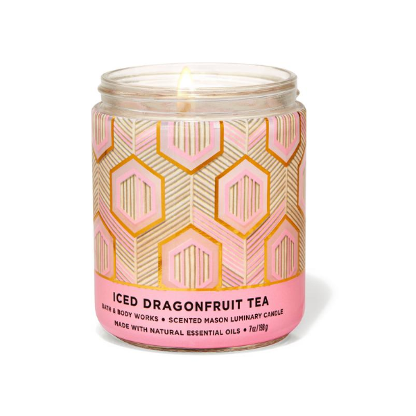 BBW Iced Dragonfruit Tea 1 Wick Candle 198g