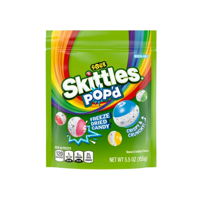 Skittles Pop'd Sour Freeze Dried Candy 155g