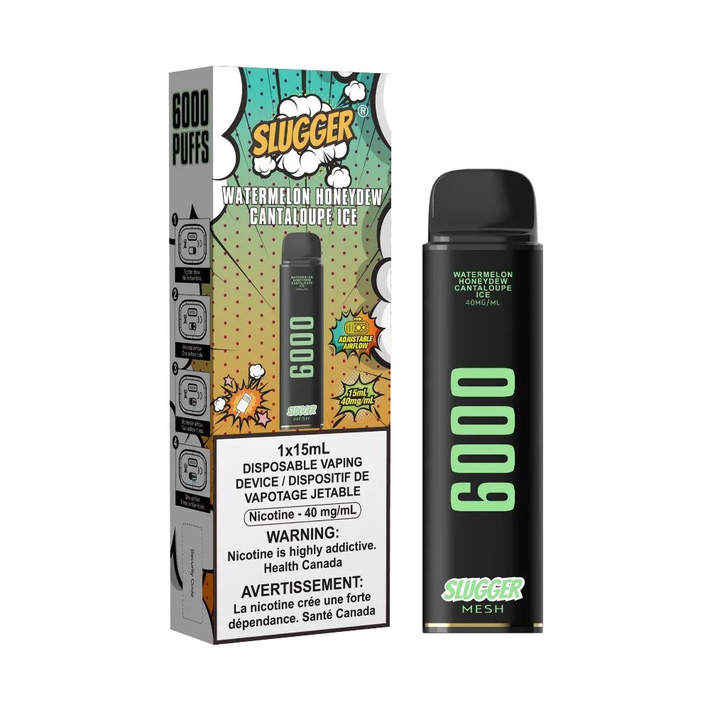 Slugger Disposable 4% Watermelon Honeydew Cantaloup Ice 6000 Puffs - Shams Shopping Centre Slugger  