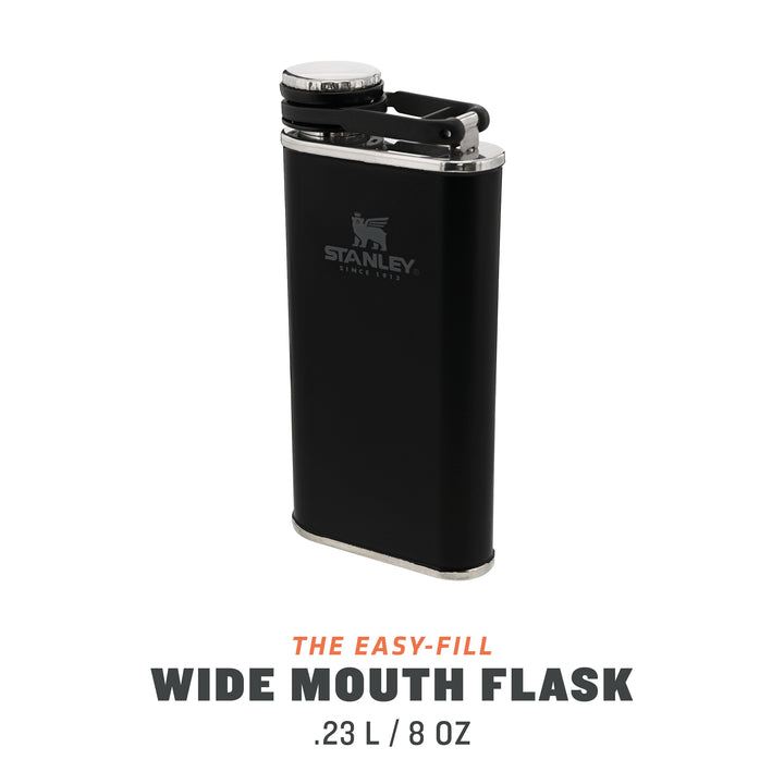 Stanley Classic Easy Fill Wide Mouth Flask | 0.23L | Matte Black Pebble - Shams Shopping Centre Stanley  