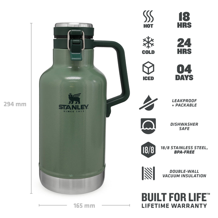 Stanley Classic Easy-Pour Growler | 1.9L | Hammertone Green