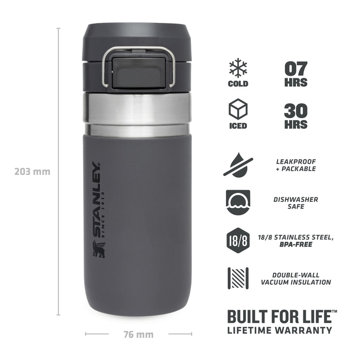 Stanley Go Quick Flip Water Bottle | 0.47L | Charcoal - Shams Shopping Centre Stanley  