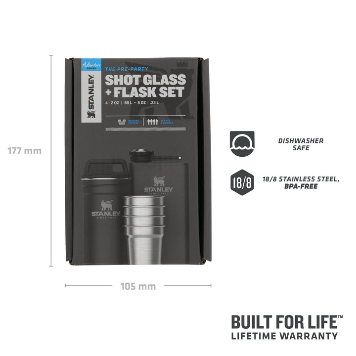 Stanley Adventure Pre-Party Shot Glass + Flask Set | Matte Black Pebble - Shams Shopping Centre Stanley  