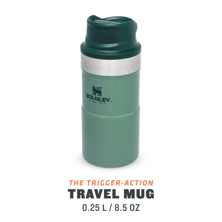 Stanley Classic Trigger Action Travel Mug | 0.25L | Hammertone Green - Shams Shopping Centre Stanley  