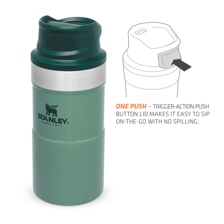 Stanley Classic Trigger Action Travel Mug | 0.25L | Hammertone Green - Shams Shopping Centre Stanley  