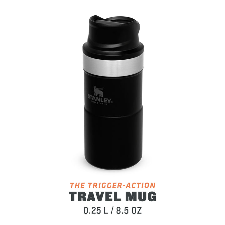 Stanley Classic Trigger Action Travel Mug | 0.35L | Matte Black Pebble - Shams Shopping Centre Stanley  