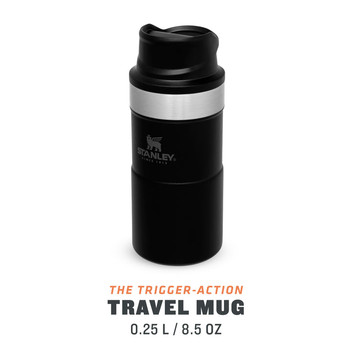 Stanley Classic Trigger Action Travel Mug | 0.35L | Matte Black Pebble