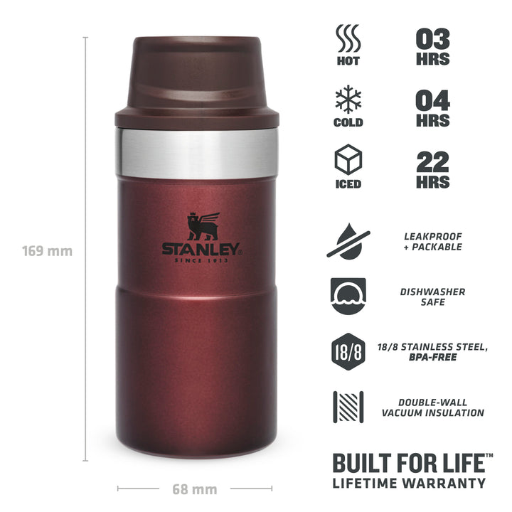 Stanley Classic Trigger Action Travel Mug | 0.35L | Wine - Shams Shopping Centre Stanley  