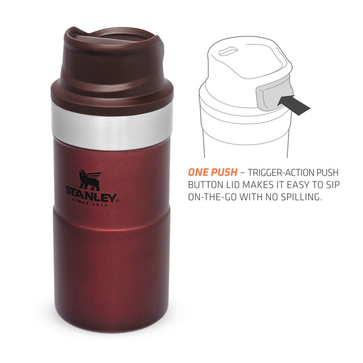 Stanley Classic Trigger Action Travel Mug | 0.35L | Wine - Shams Shopping Centre Stanley  