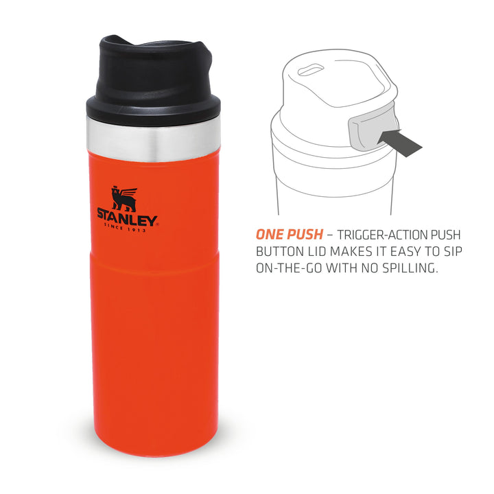 Stanley Classic Trigger Action Travel Mug | 0.47L | Blaze Orange - Shams Shopping Centre Stanley  