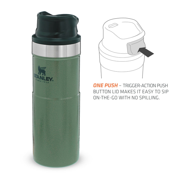 Stanley Classic Trigger-Action Travel Mug | 0.47L | Green - Shams Shopping Centre Stanley  
