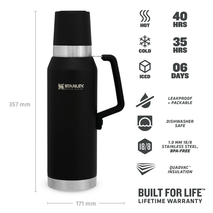 Stanley Master Unbreakable Thermal Bottle | 1.3L | Foundry Black