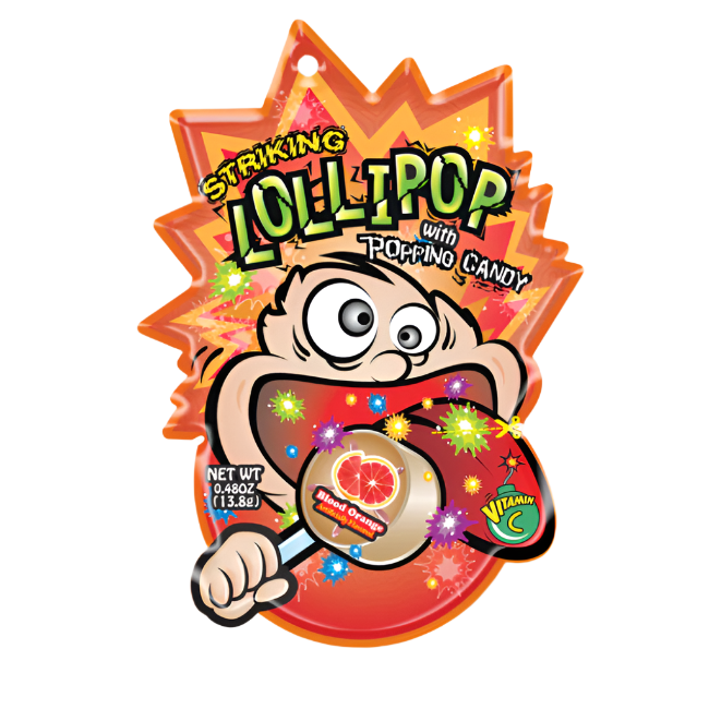 Striking Lollipop With Popping Candy Blood Orange 13.8g