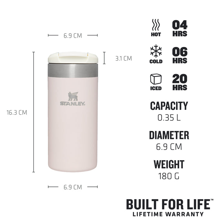 Stanley Aerolight Transit Mug 12oz 10-10788-066 Rose Quartz Metalic - Shams Shopping Centre Stanley  