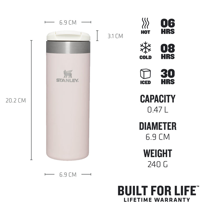 Stanley Aerolight Transit Mug 16oz 10-10787-120 Rose Quartz Metalic - Shams Shopping Centre Stanley  