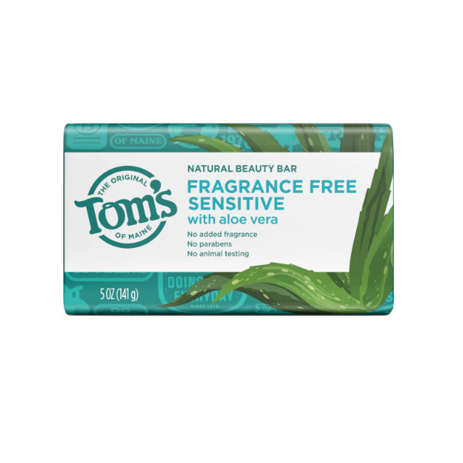 Tom's of Maine Natural Beauty Bar Soap Fragrance Free Sensitive with Aloe Vera 141g (5 Oz)