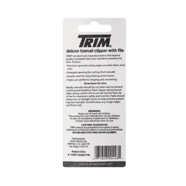 Trim Neat Feet Deluxe Toenail Clipper With File 12976