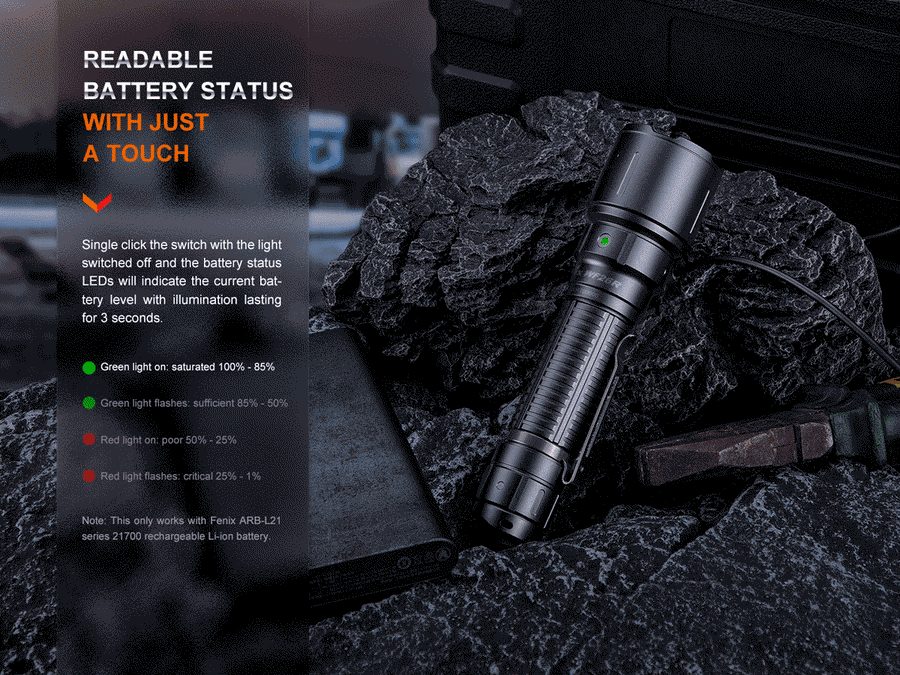 Fenix WF26R High-Performance Cradle Charging Duty Flashlight (Black) 3000L